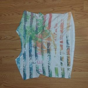 Multi colored peace sign cropped shirt